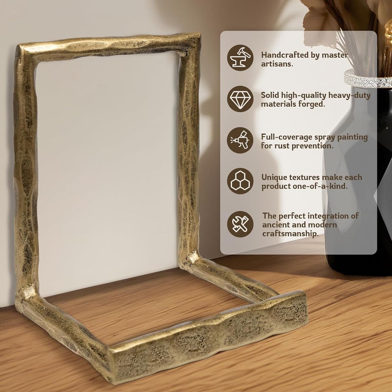 BEGINS Plate Stands for Display Hand-Forged, Solid Vintage 8-Inch Plate Display Stand, Decorative Metal Plate Holder for Book, Platter, Plaque, Photo Frame, Tabletop Art (Gold) - Image 3